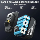 Makita Latest Upgraded BL1860 Rechargeable Battery 18V 6Ah Lithium for Makita 18V Battery BL1840 BL1850 BL1830 BL1860B LXT 400